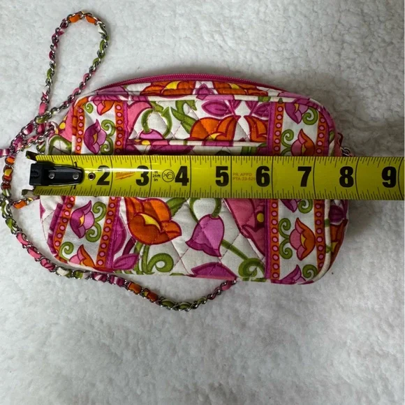 Vera Bradley Quilted Floral Mini Crossbody Bag Pink Green Phone Purse - Picture 8 of 10